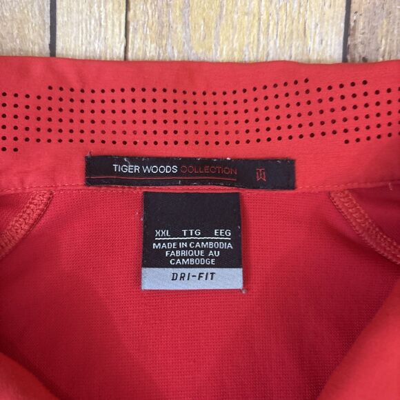 Nike Dri Fit Tiger Woods Collection Polo Shirt Snap Collar Red XXL 2XL - Picture 4 of 9